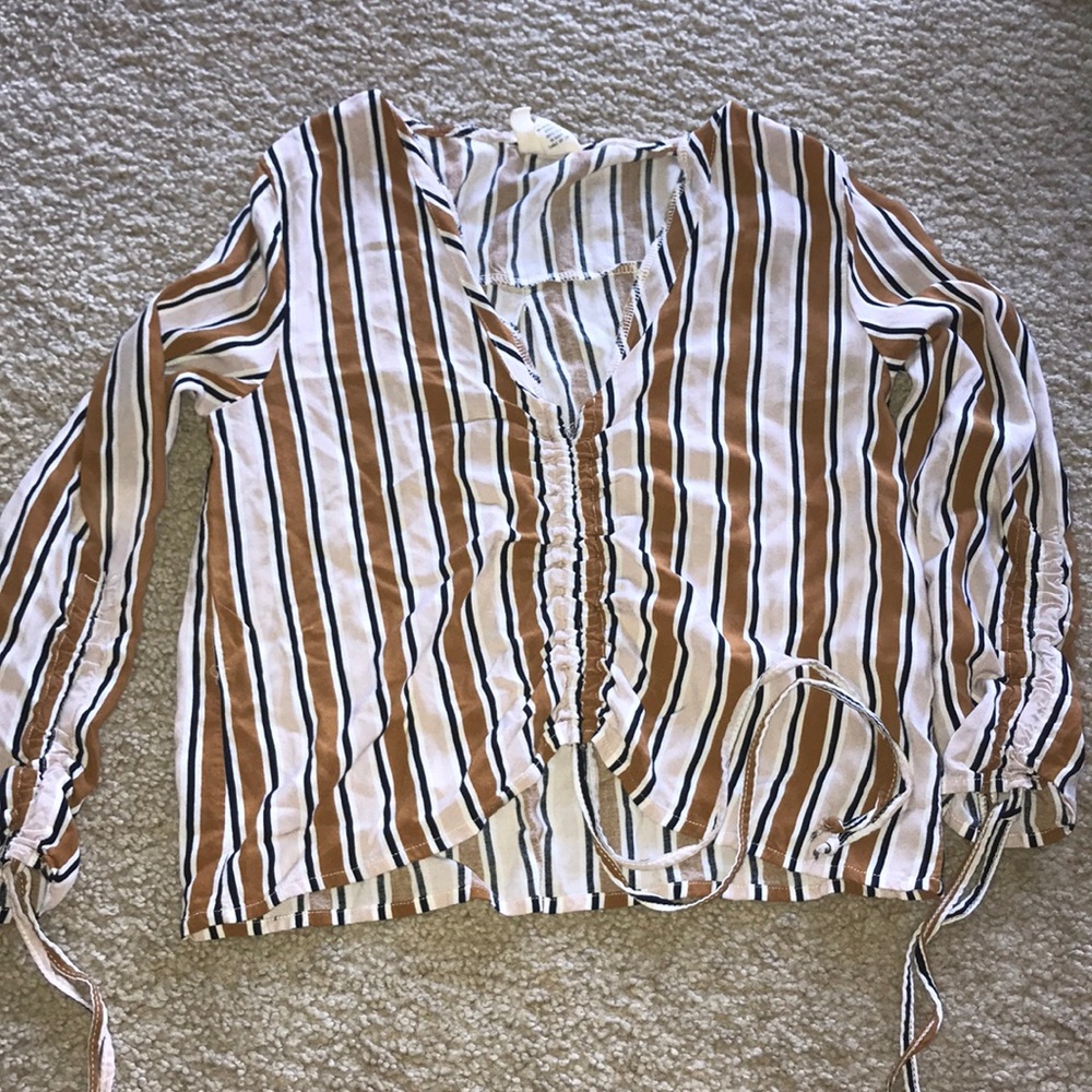 Striped tie blouse